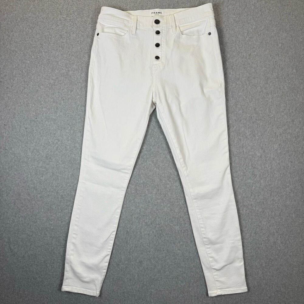 Frame Denim Womens Size 30 Le High Skinny Leg Jeans White Button Fly Pockets